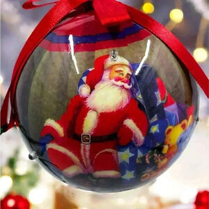 VTG Ball Decoupage Santa Light Up Ornament Christmas Holiday Hanging Rare Fun